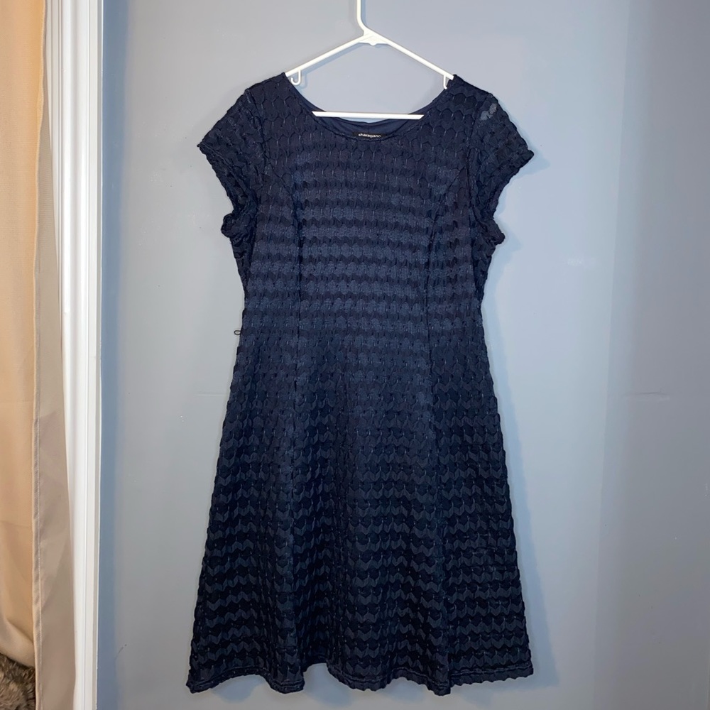 Sharagano Dark Blue Pattern Dress | Women’s Size US 16